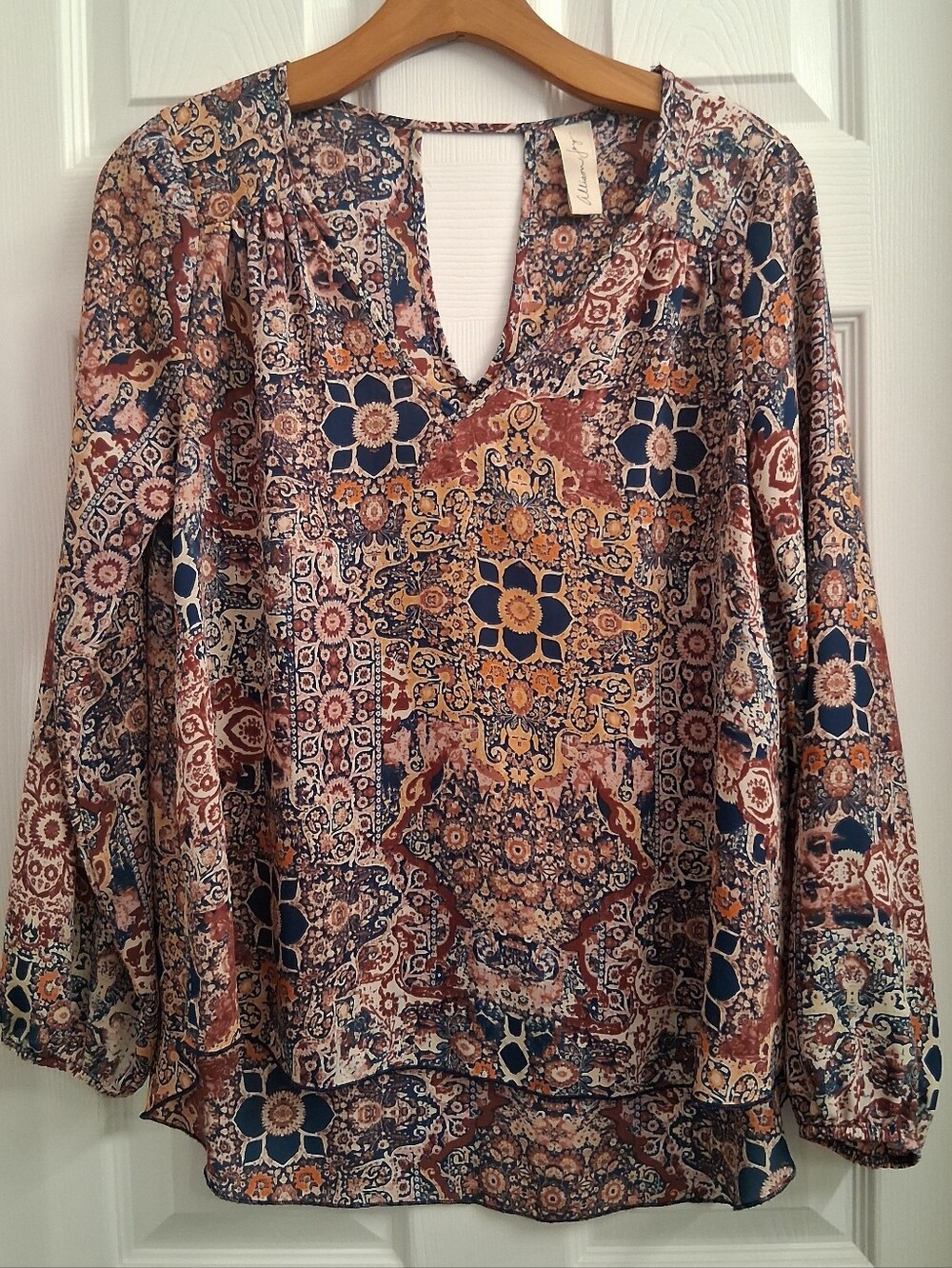 Allison Joy Semi Sheer Patterned Blouse Small